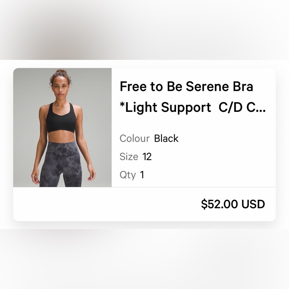 Light Support Crop Sports Bra - Black